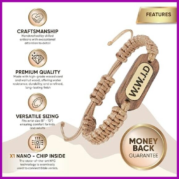 NFC Bible Verse Bracelet Adjustable Waterproof Christian Gift - Picture 4 of 8